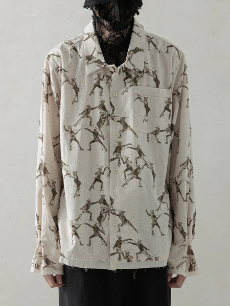 SS25 SEASONAL PRINT L/S SHIRT -  BEIGE