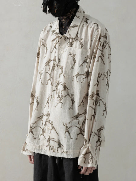SS25 SEASONAL PRINT L/S SHIRT -  BEIGE