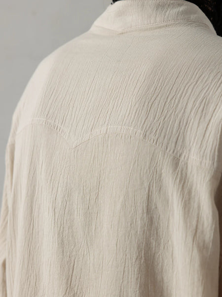 WRINKLED-EFFECT SHIRT - BEIGE