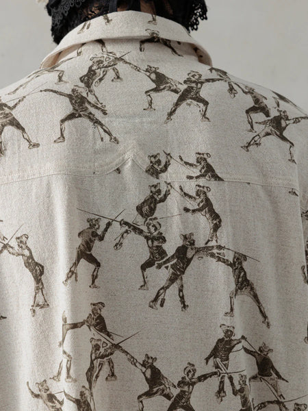 SS25 SEASONAL PRINT L/S SHIRT -  BEIGE