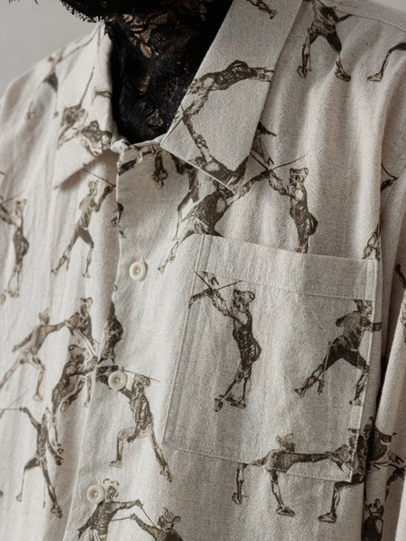 SS25 SEASONAL PRINT L/S SHIRT -  BEIGE