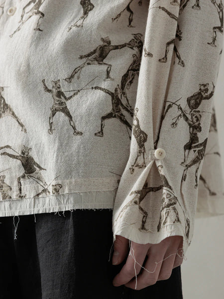 SS25 SEASONAL PRINT L/S SHIRT -  BEIGE