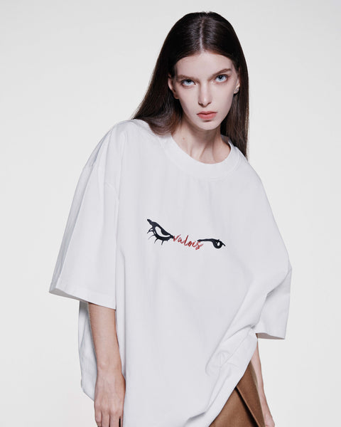 EYES EMB. LOGO TEE - WHITE