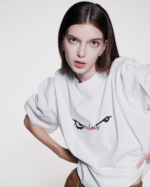 EYES EMB. LOGO TEE - WHITE