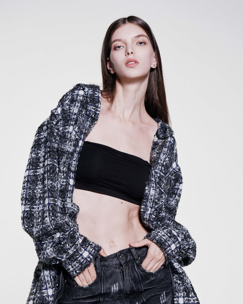 TWEED HOODED WOOL JACKET