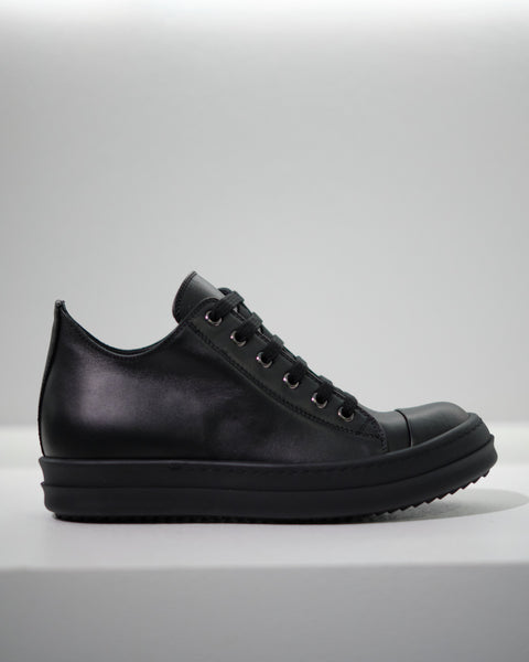 LEATHER LOW-CUT SNEAKERS W - BLACK/BLACK