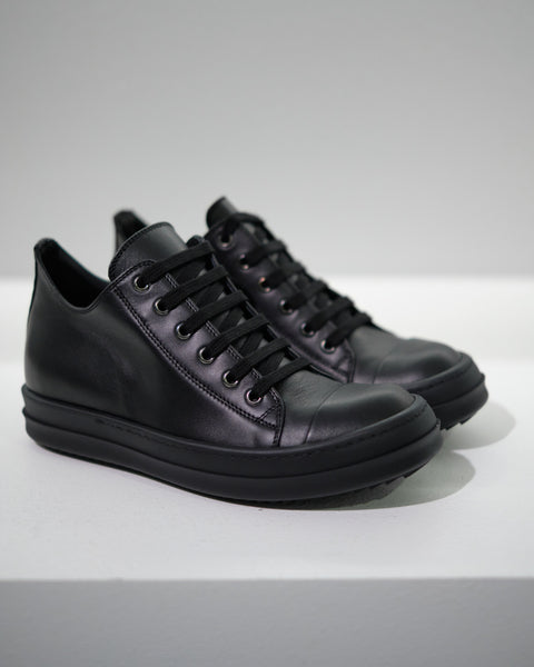 LEATHER LOW-CUT SNEAKERS W - BLACK/BLACK