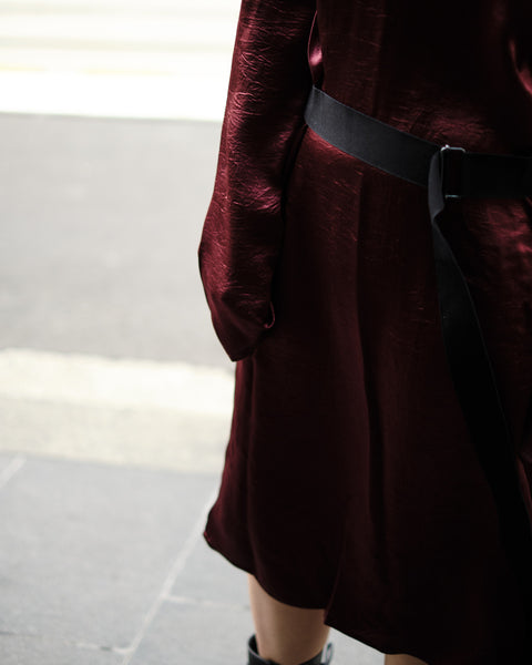 LAMBETH BELTED DRESS - BURGUNDY