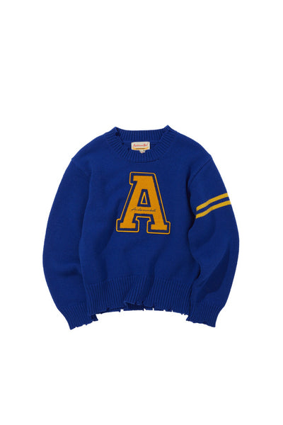 VARCITY LOGO CREWNECK SWEATER - BLUE