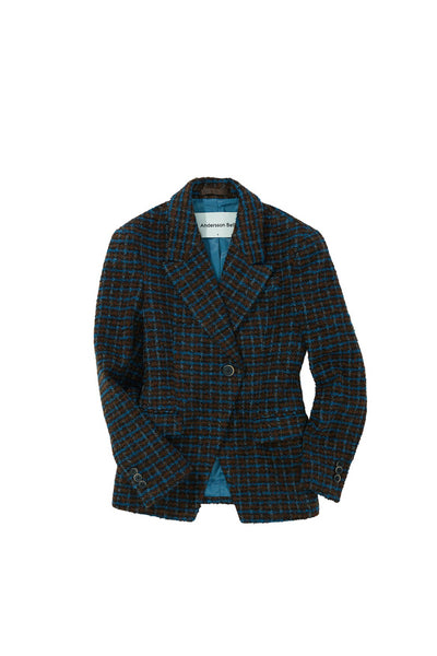 ANDRES ALPACA BLAZER - BLUE/BROWN