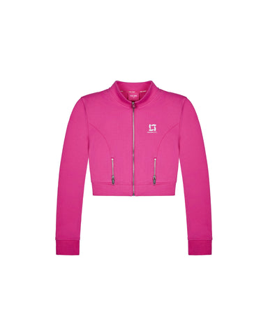 TWD x CHUANG ASIA ZIP-UP CROPPED CASUAL JACKET - ROSE RED