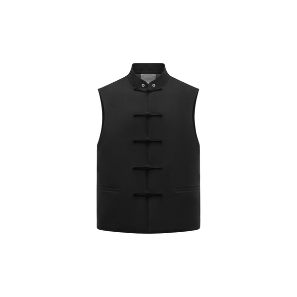 [RESET] STAND-COLLAR VEST - BLACK