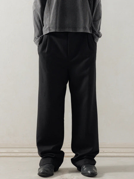 DISTRESSED WOOL PANTS