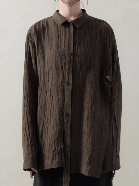 DROP SHOULDER SHIRT - BROWN