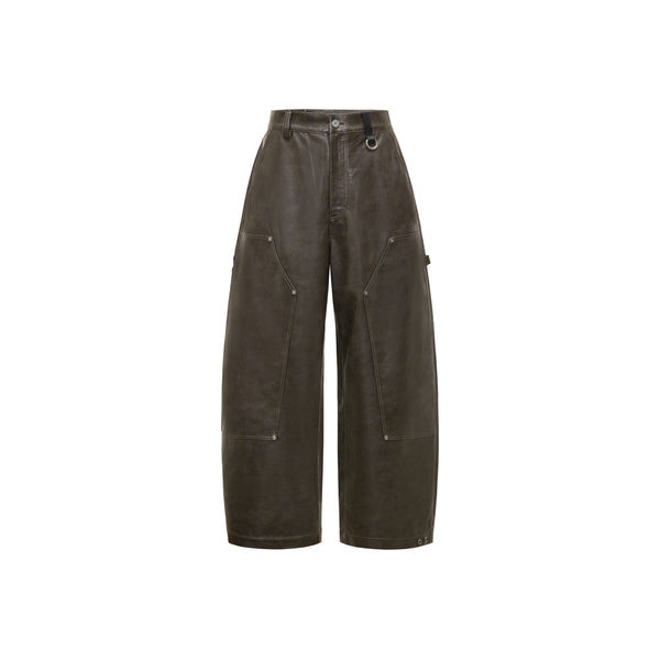 [RESET] FAUX LEATHER WIDE-LEG TROUSERS - DARK BROWN