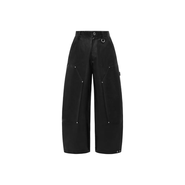 [RESET] FAUX LEATHER WIDE-LEG TROUSERS - BLACK
