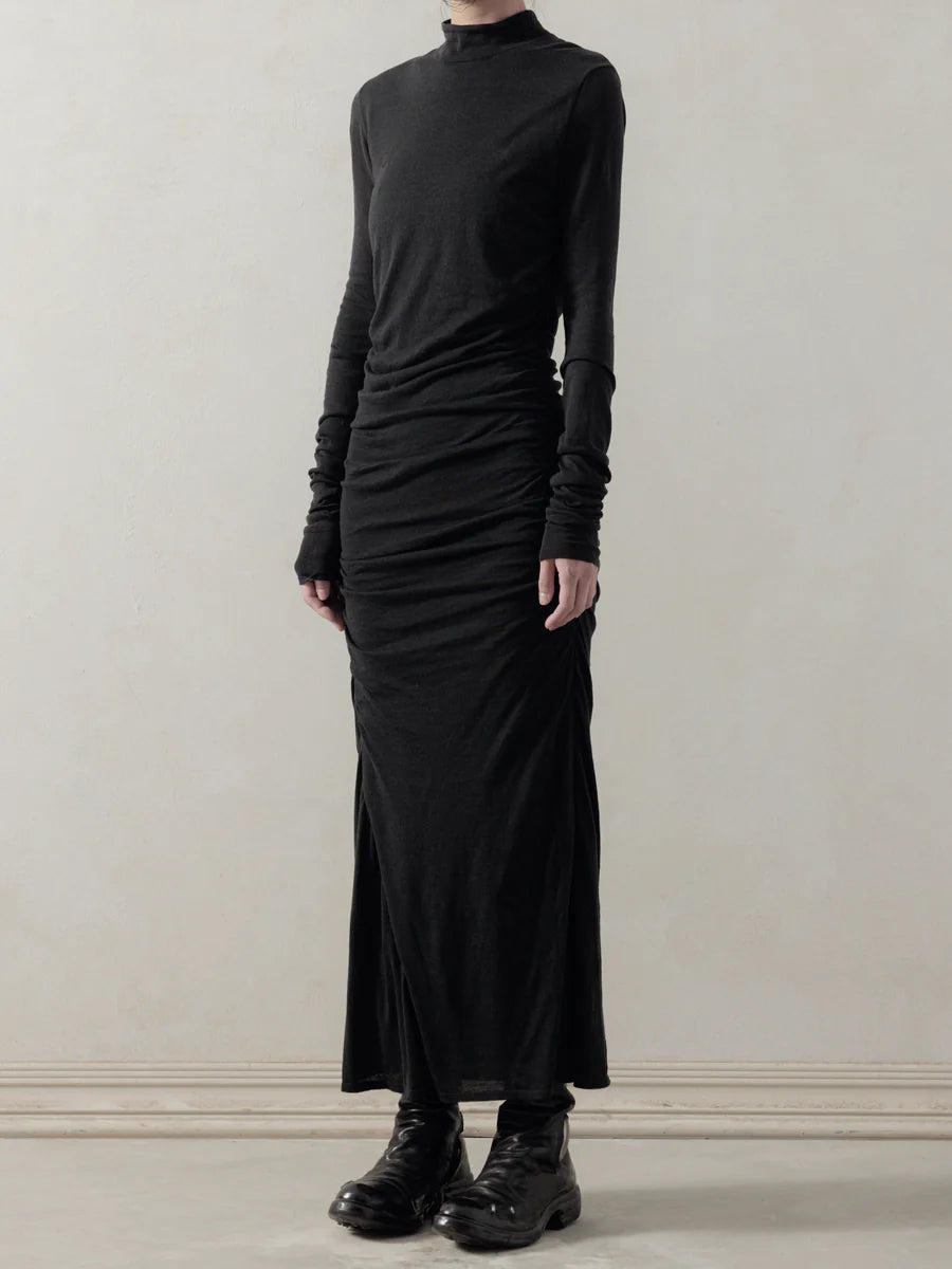 GATHERED KNIT DRESS