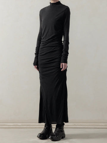 GATHERED KNIT DRESS