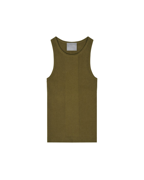 I SEE THE LIGHTS RIBBED TANK TOP - FIR GREEN