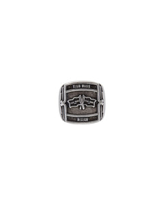 "CHOICES" CROSSED FLAGS SILVER RING