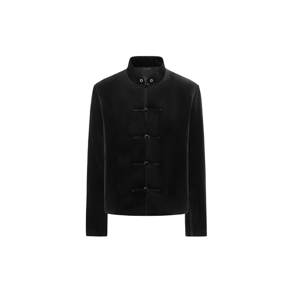 [RESET] VELVET STAND-COLLAR JACKET - BLACK
