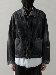 DISTRESSED PLEATS BLOUSON