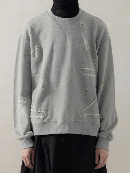 DOUBLE V DESTROYED SWEATER - GREY