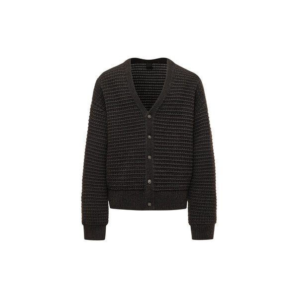 [RESET] V-NECK CARDIGAN - DARK BROWN