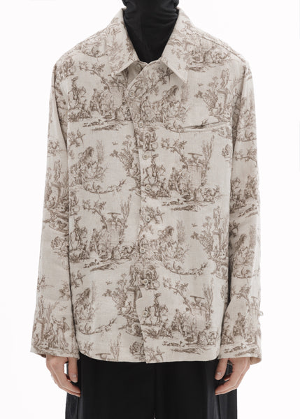 SEASONAL PRINT L/S SHIRT - BEIGE