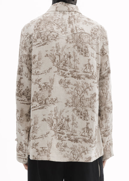 SEASONAL PRINT L/S SHIRT - BEIGE