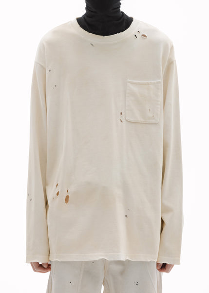 DESTROYED L/S TEE - DUSTY BEIGE