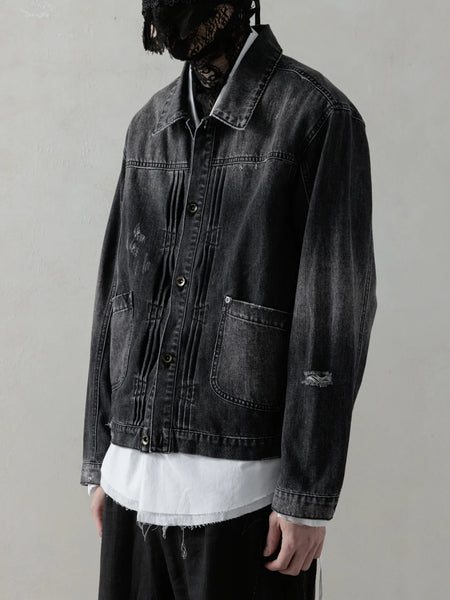 DISTRESSED PLEATS BLOUSON