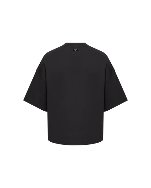 "CHOICES" CROPPED OVERSIZED TEE - BLACK