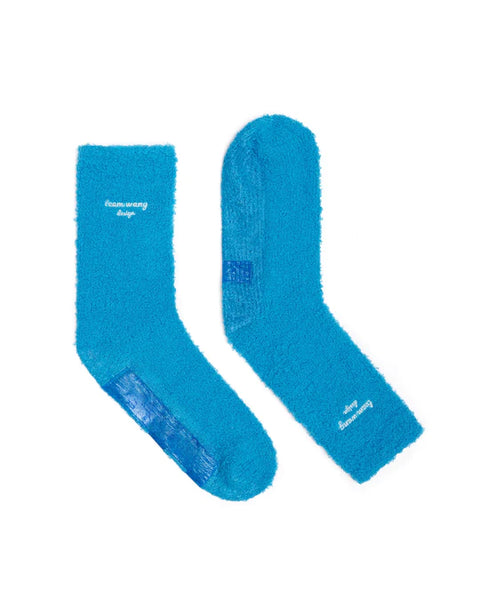"STAY FOR THE NIGHT" FUZZY FLOOR SOCKS - BLUE