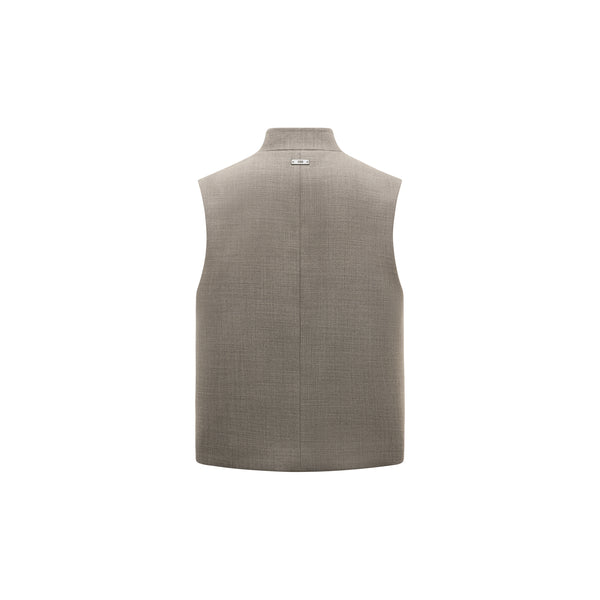 [RESET] STAND-COLLAR VEST - KHAKI
