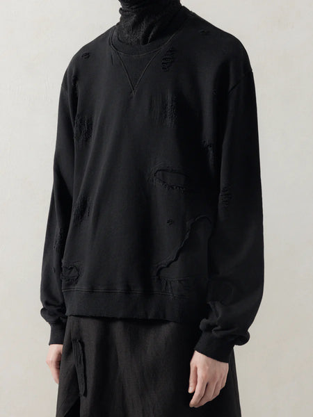 DOUBLE V DESTROYED SWEATER - BLACK