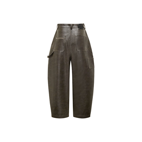 [RESET] FAUX LEATHER WIDE-LEG TROUSERS - DARK BROWN