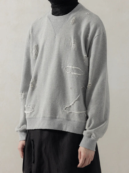 DOUBLE V DESTROYED SWEATER - GREY
