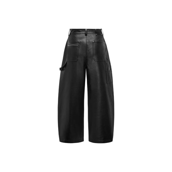 [RESET] FAUX LEATHER WIDE-LEG TROUSERS - BLACK