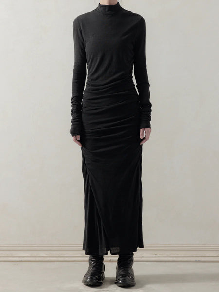 GATHERED KNIT DRESS
