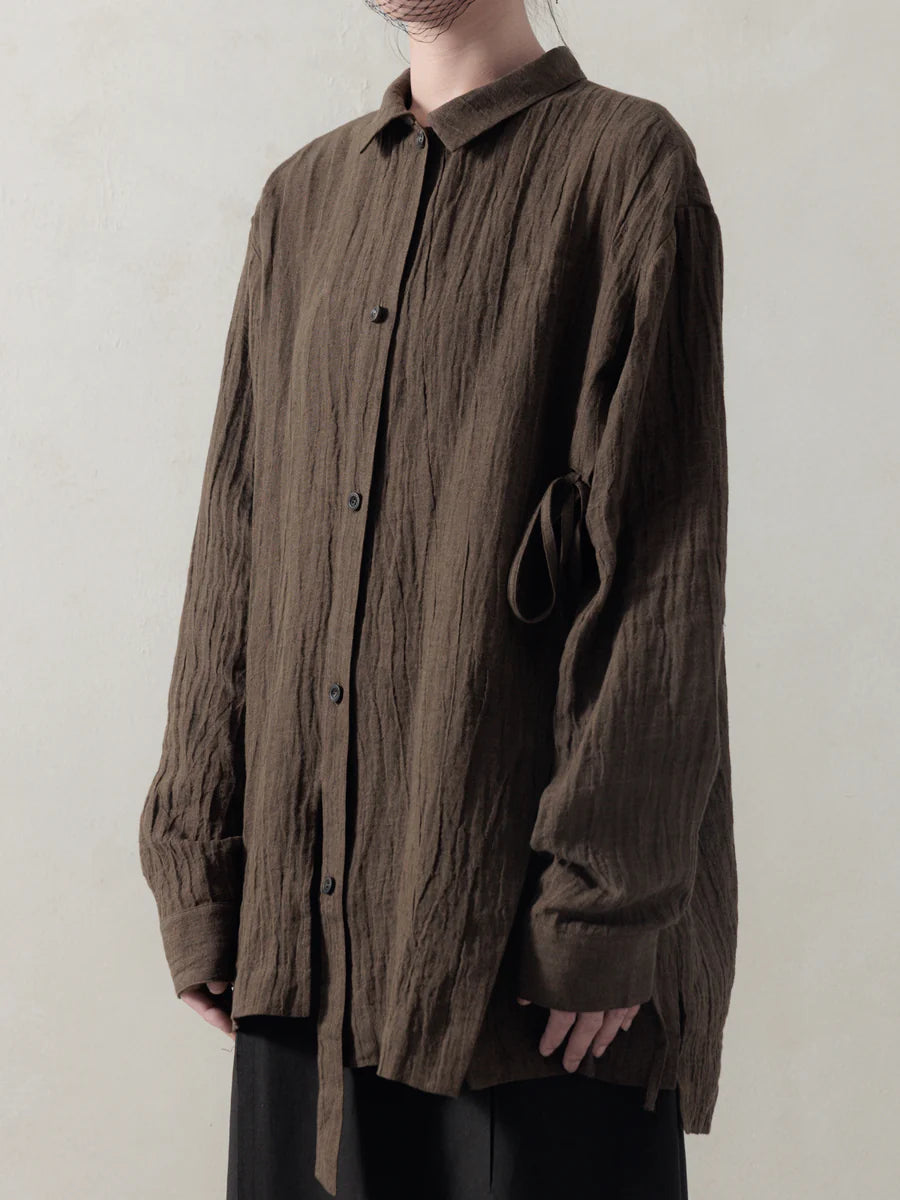 DROP SHOULDER SHIRT - BROWN