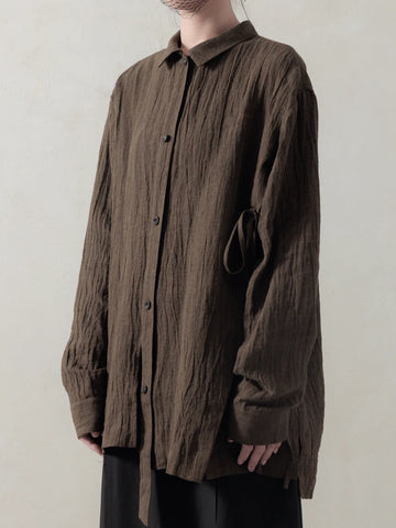 DROP SHOULDER SHIRT - BROWN