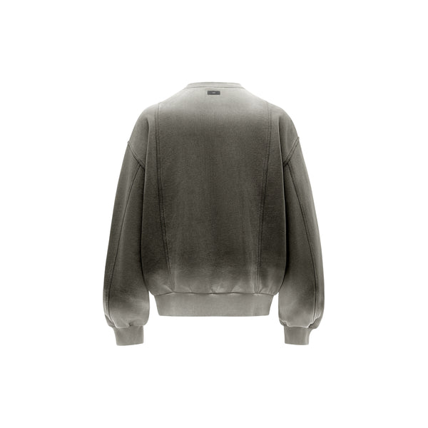 [RESET] WASHED CREW-NECK SWEATSHIRT - WASHED DARK MOSS GREEN