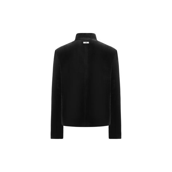 [RESET] VELVET STAND-COLLAR JACKET - BLACK