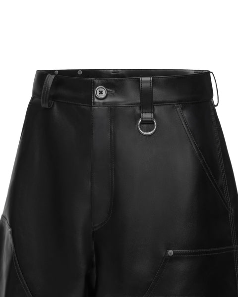 [RESET] FAUX LEATHER WIDE-LEG TROUSERS - BLACK