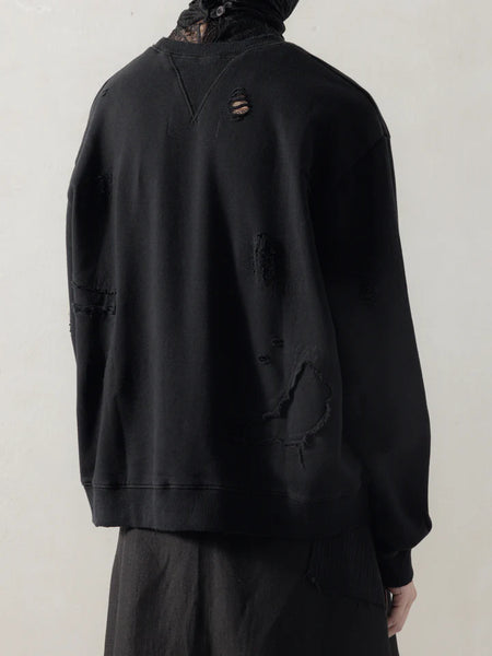 DOUBLE V DESTROYED SWEATER - BLACK