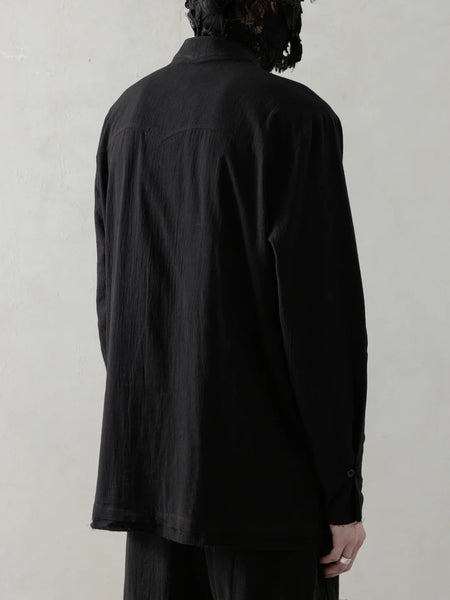 WRINKLED-EFFECT SHIRT - BLACK