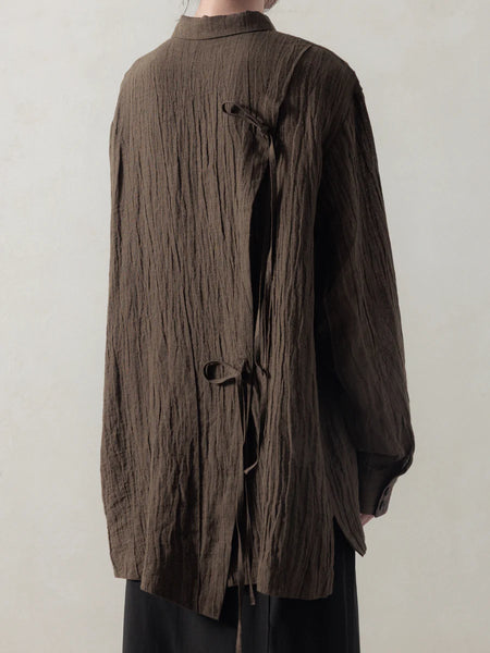DROP SHOULDER SHIRT - BROWN