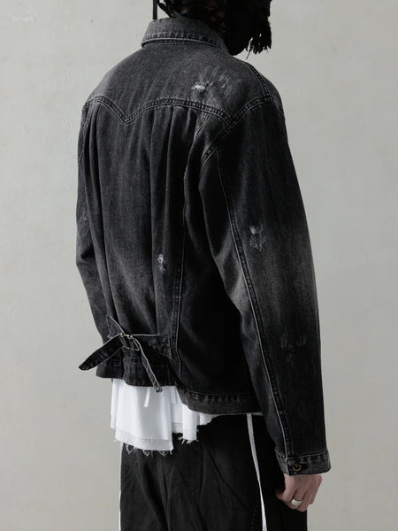 DISTRESSED PLEATS BLOUSON