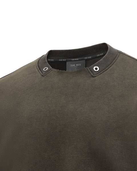 [RESET] WASHED CREW-NECK SWEATSHIRT - WASHED DARK MOSS GREEN